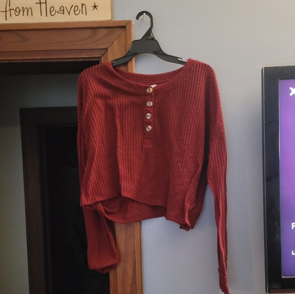 Red Waffle Knit Sweater